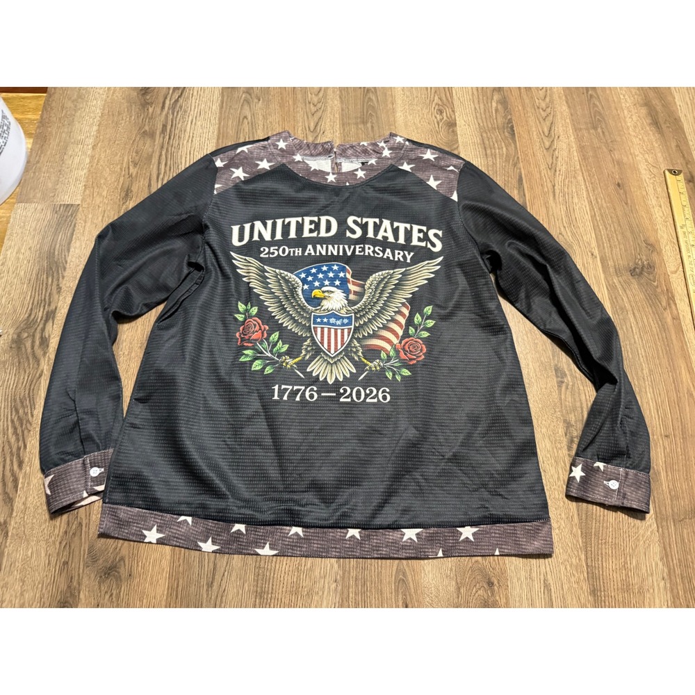 Unbranded Shirt Mens Size Medium Black Long Sleeve Eagle US 250th Anniversary